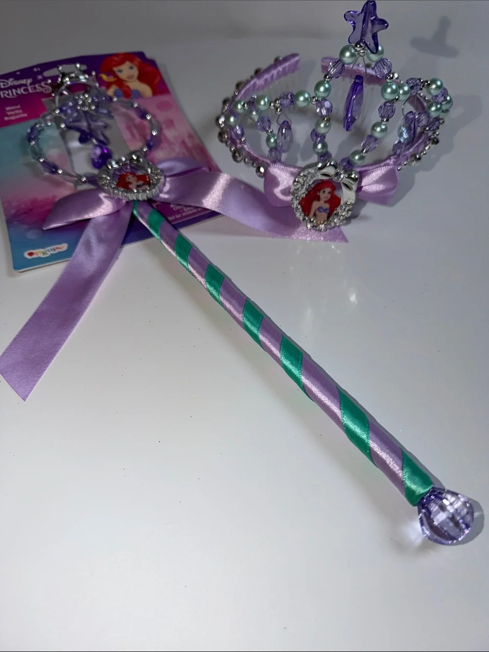NWT DISNEY LITTLE MERMAID ARIEL CLASSIC GIRLS TIARA AND WAND